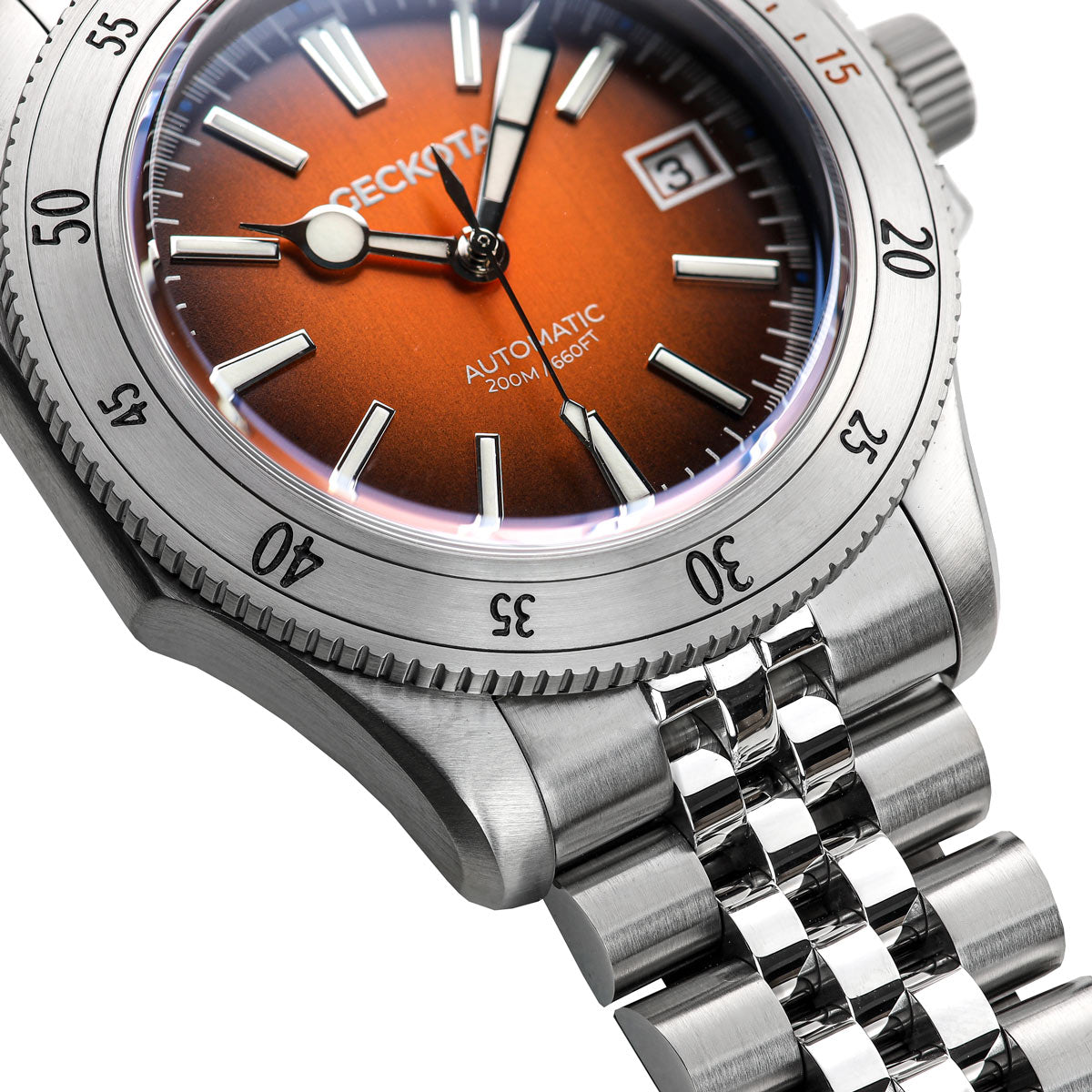 Geckota G-02 Steel Edition Orange PT5000 5 Link watch bracelet