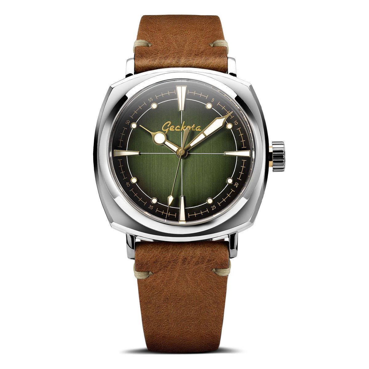 Geckota Pioneer Automatic Watch Brushed Vintage Green Dial