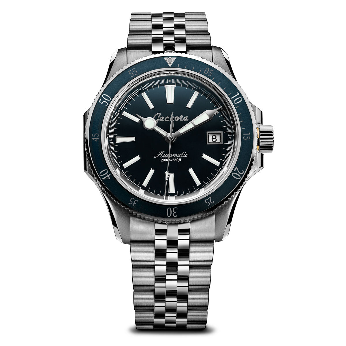 Sea-Hunter Dive Watch With Blue Bezel Geckota