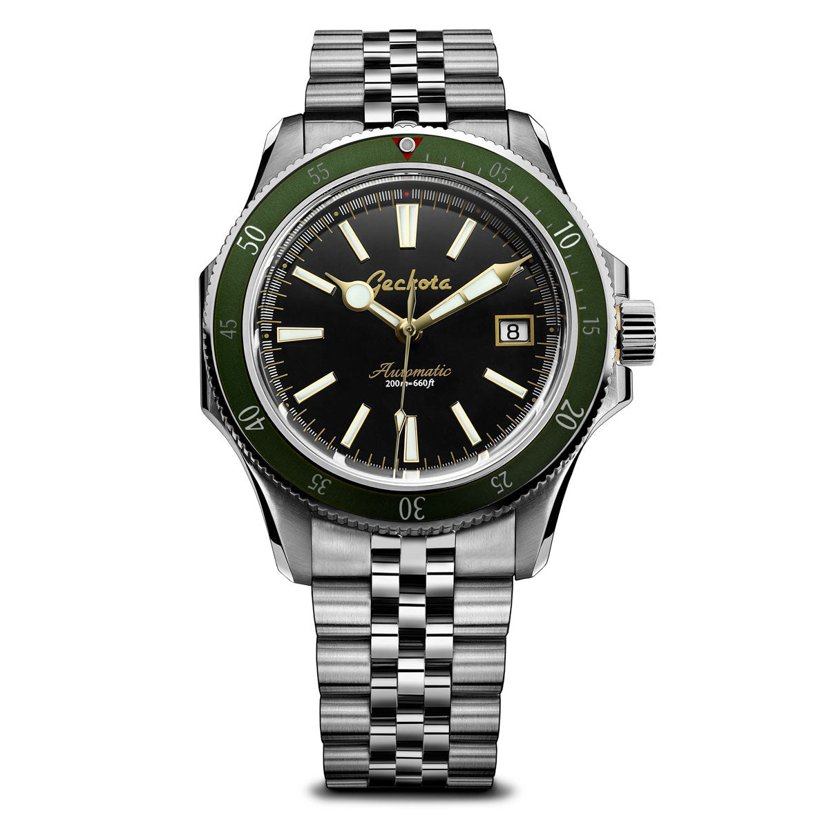 Sea-Hunter Dive Watch With Jade Green Bezel