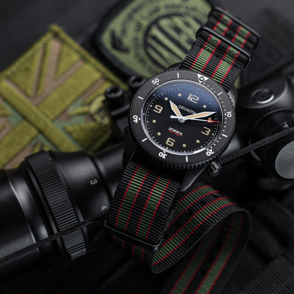 Phalanx Vintage Bond Military Nylon Watch Strap Satin Steel
