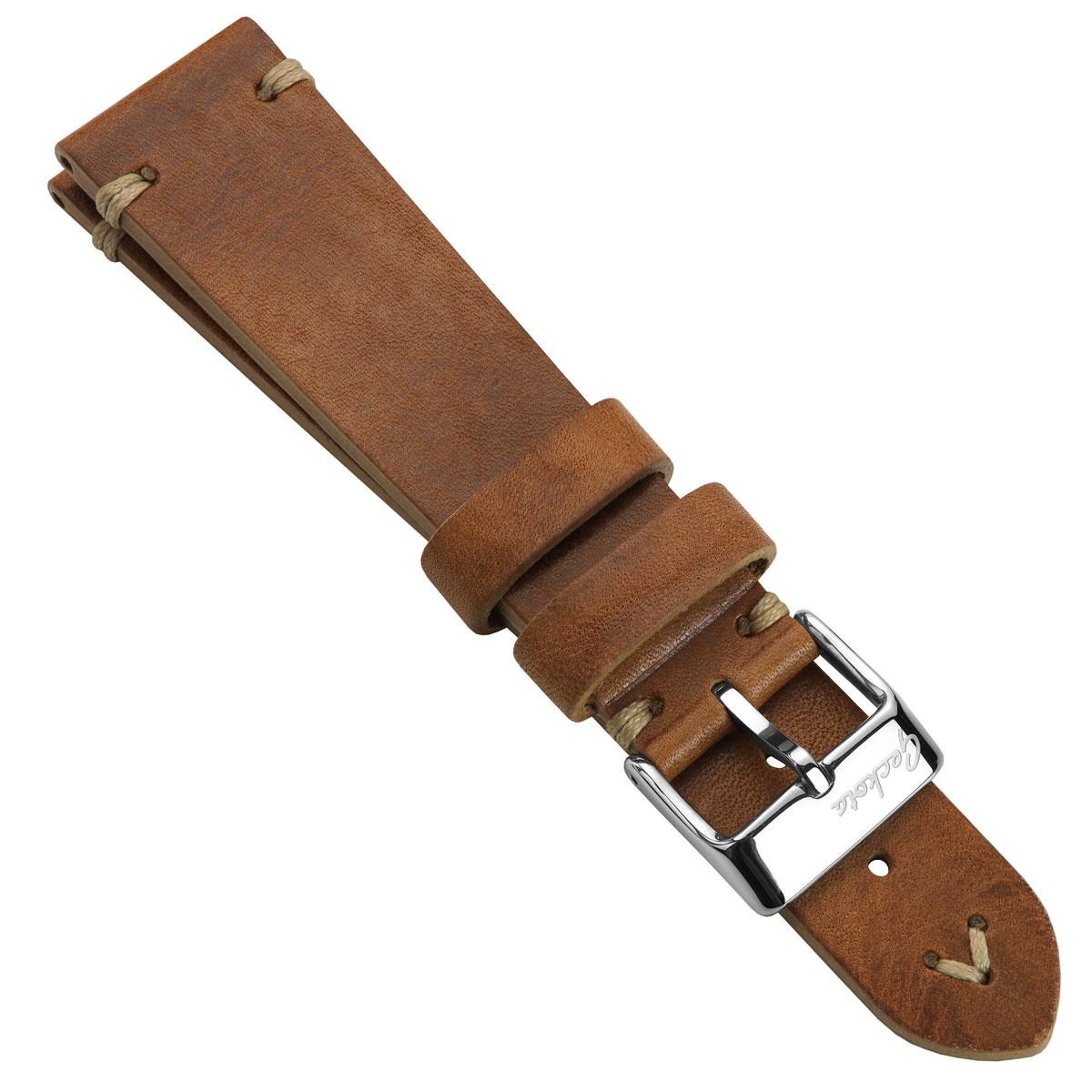 Geckota Vintage Highley Genuine Leather Watch Strap - Reddish Brown 