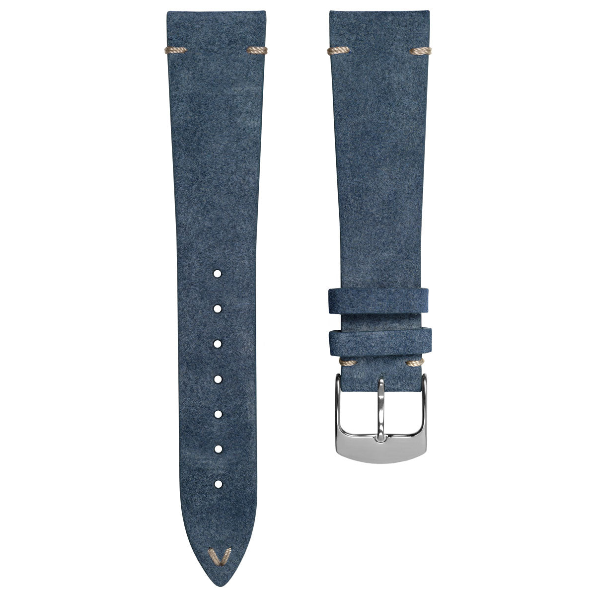 Stanway Vintage V-Stitch Genuine Italian Suede Watch Strap - Indigo Bl -  Geckota