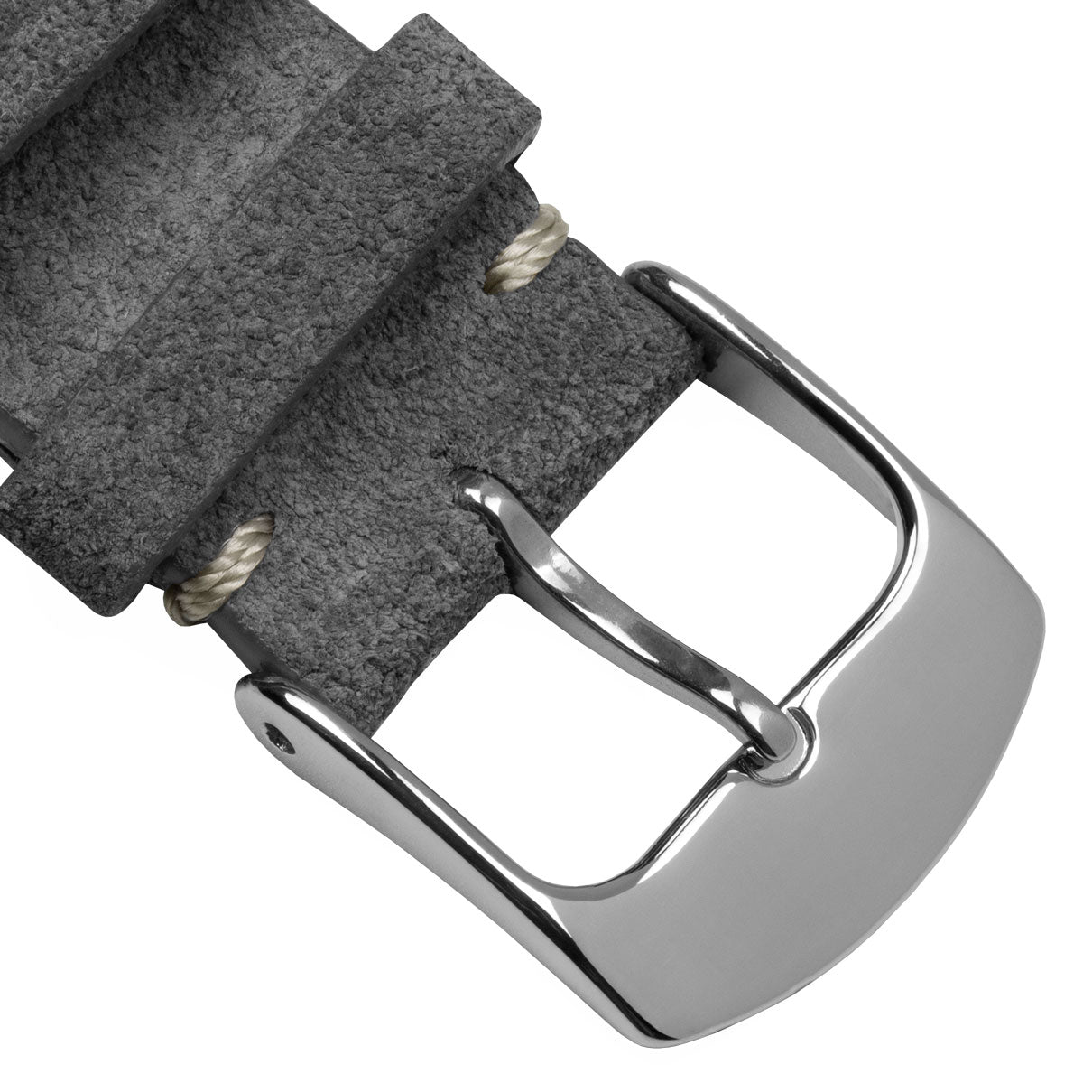 Stanway Vintage V-Stitch Genuine Italian Suede Watch Strap - Silver Grey