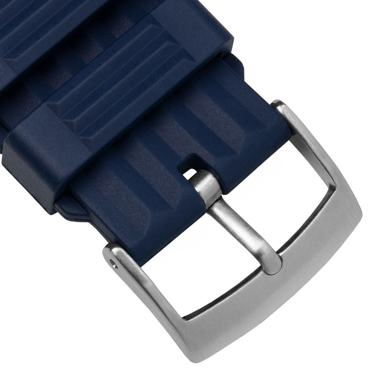 Waffle Pattern Rubber Dive Watch Strap - Deep Sea Blue