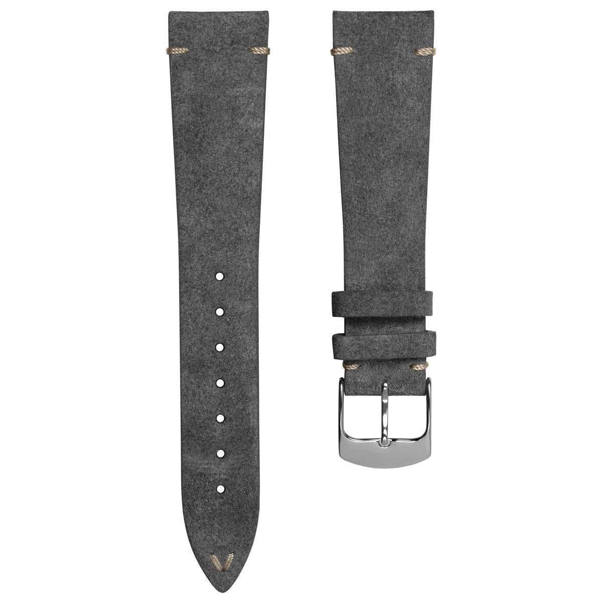20mm Black Padded Italian Vintage Leather Watch Band