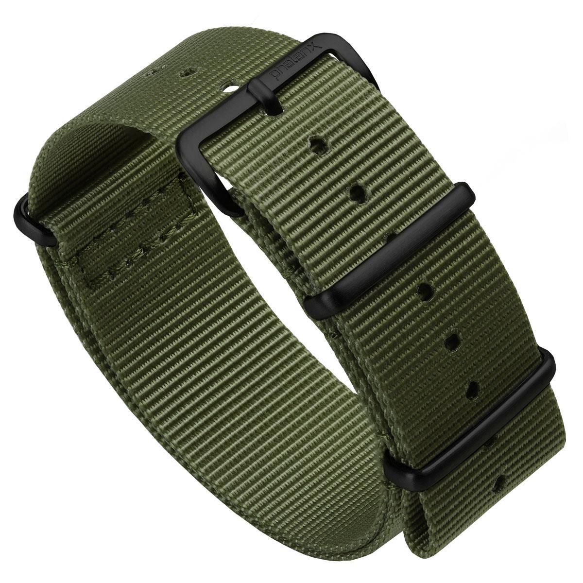 Phalanx Nylon Military Watch Strap - Army Green - IP Black Hardware
