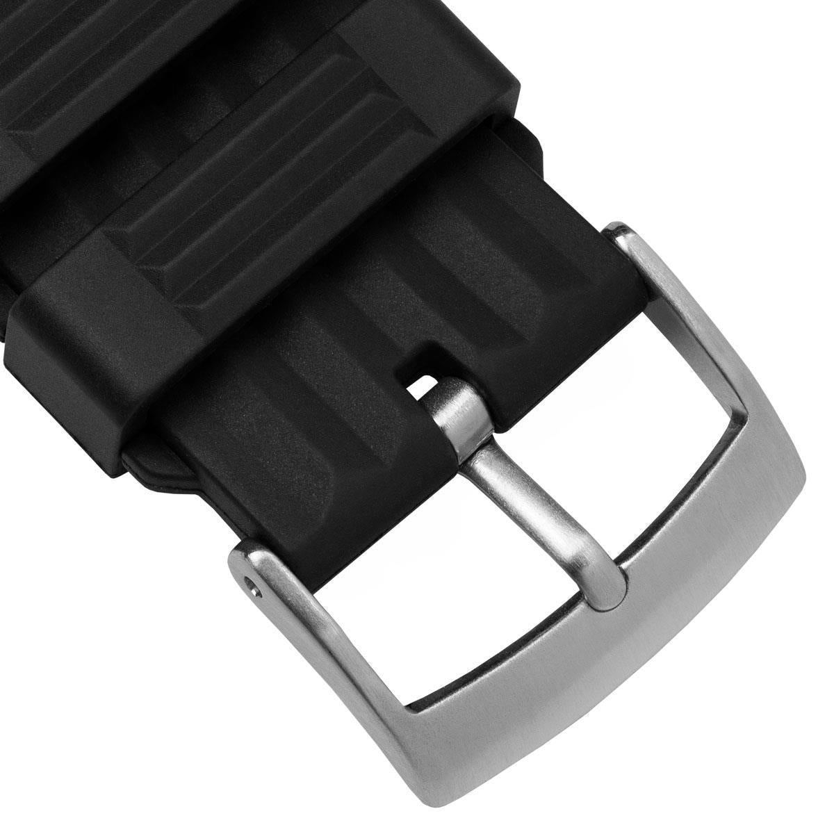 Waffle Pattern Rubber Dive Watch Strap - Abyss Black