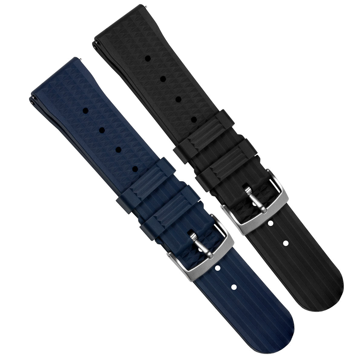 Waffle Pattern Rubber Dive Watch Strap - Abyss Black